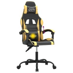 vidaXL Sedia da Gaming Girevole Nera e Oro in Similpelle