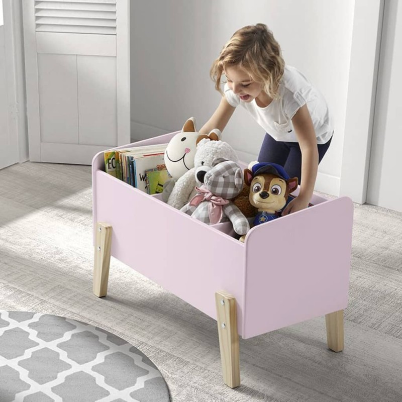 Vipack Cesta Portagiochi per Bambini Kiddy in Legno Rosa Antico