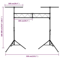 vidaXL Stativo per Luci Nero 338x115x(180-300) cm Acciaio