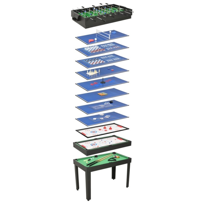 vidaXL Set Giochi da Tavola 15-in-1 121x61x82 cm Nero