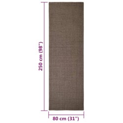 vidaXL Tappeto in Sisal per Tiragraffi Marrone 80x250 cm