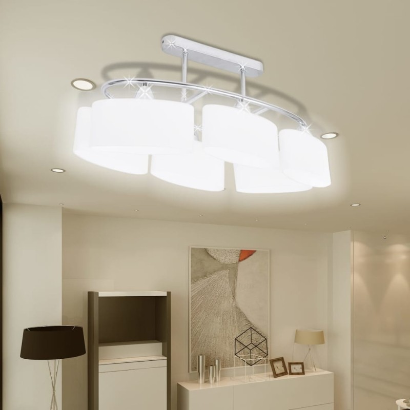 vidaXL Lampade da Soffitto Ellissoidali 2 pz Paralume in Vetro E14