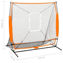 vidaXL Rete da Allenamento Multisport Baseball Nera 174x76x158,5 cm