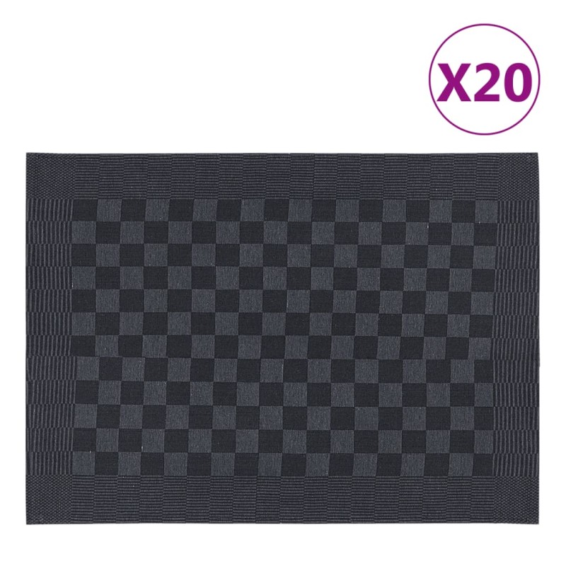 vidaXL Strofinacci da Cucina 20 pz Neri e Grigi 50x70 cm in Cotone