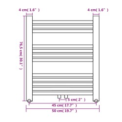 vidaXL Radiatore Centrale Portasciugamano Dritto 500 x 764 mm