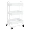 vidaXL Carrello a 3 Livelli Bianco 43x34x79 cm in Acciaio