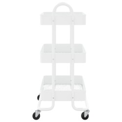 vidaXL Carrello a 3 Livelli Bianco 43x34x79 cm in Acciaio