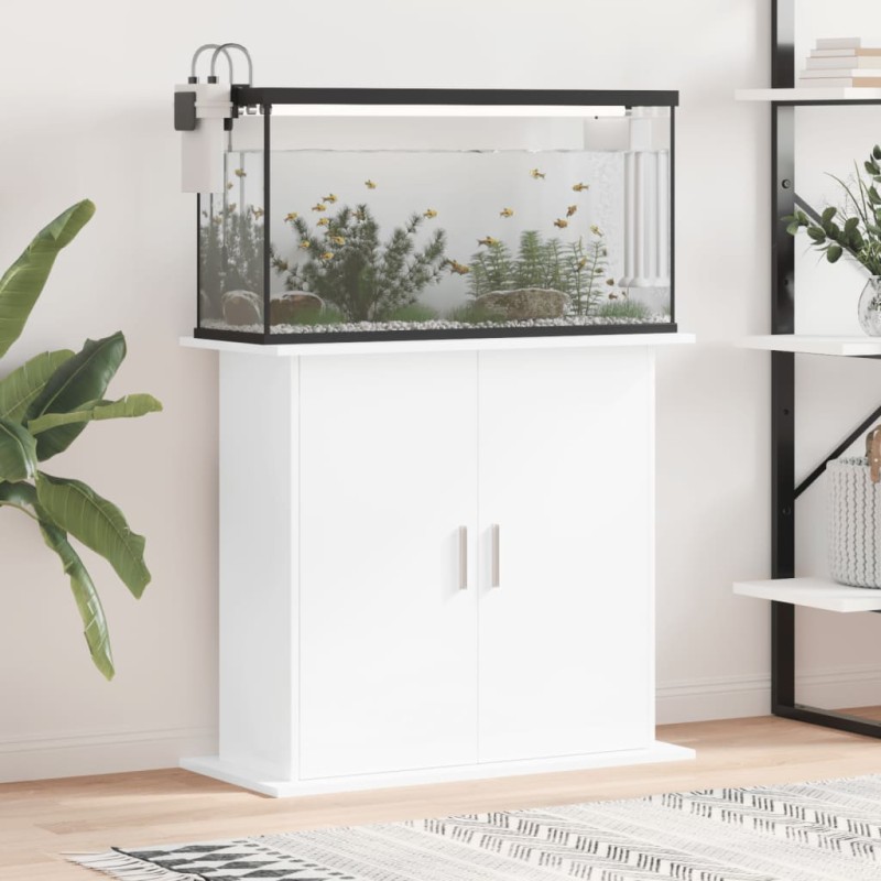 vidaXL Supporto Acquario 81x36x73cm in Legno ingegnerizzato Bianco Lucido