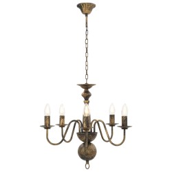 vidaXL Candelabro Stile Anticato Nero 5 Lampadine E14