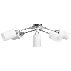 vidaXL Lampadario Paralumi in Ceramica 5 Lampadine E14 Bianco a Cono