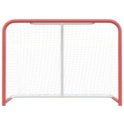 vidaXL Porta Hockey Rete Rossa Bianca 153x60x118cm Acciaio Poliestere 