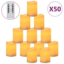 vidaXL Candele Senza Fiamma a LED 50 pz con Telecomando Bianco Caldo