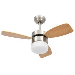 vidaXL Ventilatore Soffitto Luce e Telecomando 76 cm Marrone Chiaro