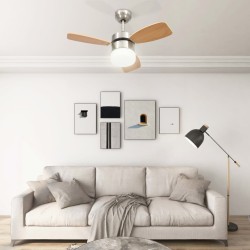 vidaXL Ventilatore Soffitto Luce e Telecomando 76 cm Marrone Chiaro