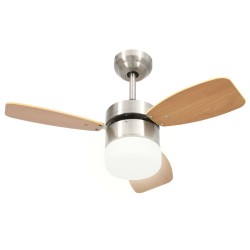 vidaXL Ventilatore Soffitto Luce e Telecomando 76 cm Marrone Chiaro