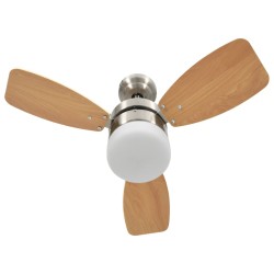 vidaXL Ventilatore Soffitto Luce e Telecomando 76 cm Marrone Chiaro