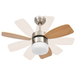 vidaXL Ventilatore Soffitto Luce e Telecomando 76 cm Marrone Chiaro