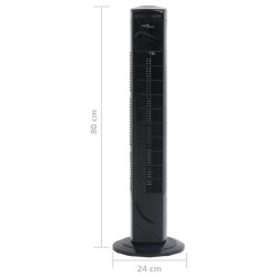 vidaXL Ventilatore a Torre con Telecomando e Timer Φ24x80 cm Nero