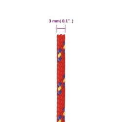 vidaXL Corda Nautica Rossa 3 mm 500 m in Polipropilene