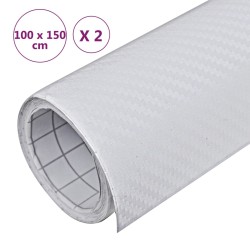 vidaXL Pellicole per Auto 2 pz 3D Bianco 100x150 cm