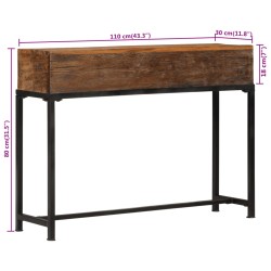 vidaXL Tavolo Consolle 110x30x80 cm in Legno Massello di Recupero 