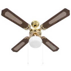 vidaXL Ventilatore da Soffitto con Luce 106 cm Marrone