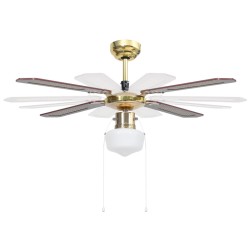 vidaXL Ventilatore da Soffitto con Luce 106 cm Marrone