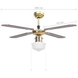 vidaXL Ventilatore da Soffitto con Luce 106 cm Marrone