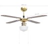 vidaXL Ventilatore da Soffitto con Luce 106 cm Marrone