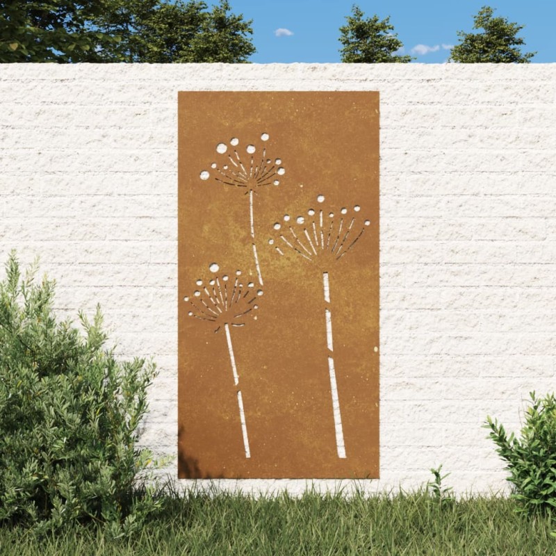 vidaXL Decorazione Muro da Giardino 105x55 cm Fiore in Acciaio Corten