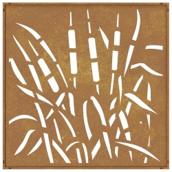 vidaXL Decorazione Muro da Giardino 55x55 cm Erba in Acciaio Corten