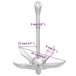 vidaXL Ancora Pieghevole Argento 3,2 kg in Ferro Malleabile