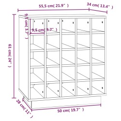 vidaXL Portabottiglie Grigio 55,5x34x61 cm in Legno Massello di Pino