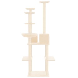 vidaXL Albero per Gatti con Tiragraffi in Sisal Crema 167 cm