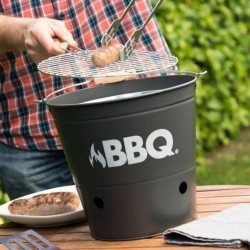 ProGarden Griglia a Secchiello per Barbecue BBQ 26 cm Nero Opaco