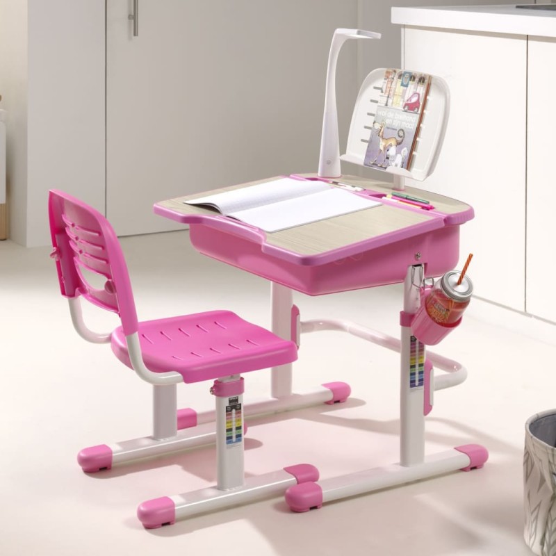 Vipack Scrivania per Bambini Comfortline 301 con Sedia Rosa e Bianca