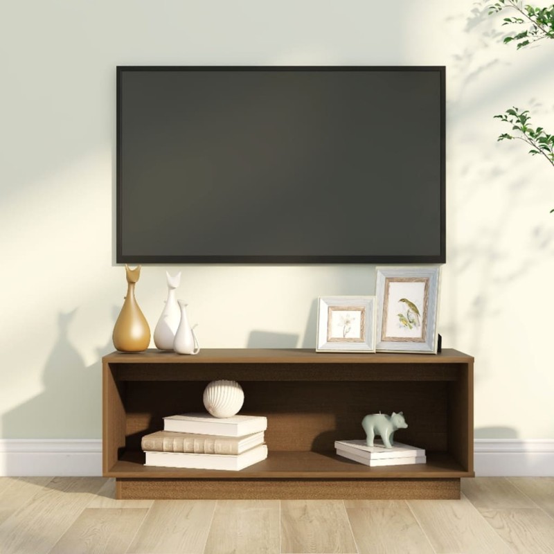 vidaXL Mobile Porta TV Miele 90x35x35 cm in Legno Massello di Pino