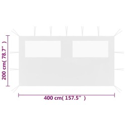 vidaXL Parete con Finestre per Gazebo 4x2 m Bianca