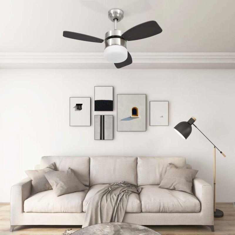 vidaXL Ventilatore Soffitto con Luce e Telecomando 76 cm Marrone Scuro