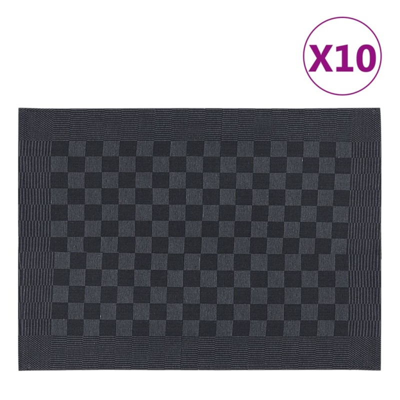 vidaXL Strofinacci da Cucina 10 pz Neri e Grigi 50x70 cm in Cotone