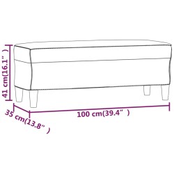 Panca Tortora 100x35x41 cm in Tessuto