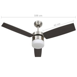 vidaXL Ventilatore Soffitto con Luce e Telecomando 108cm Marrone Scuro