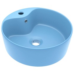 vidaXL Lavandino con Troppopieno Azzurro Opaco 36x13 cm in Ceramica