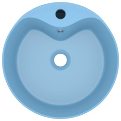 vidaXL Lavandino con Troppopieno Azzurro Opaco 36x13 cm in Ceramica