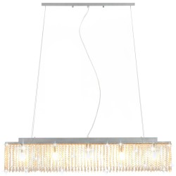 vidaXL Lampadario con Perle di Cristallo Argento 104 cm E14 