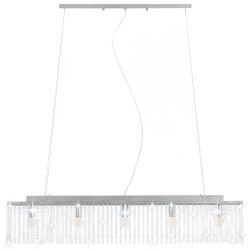 vidaXL Lampadario con Perle di Cristallo Argento 104 cm E14 