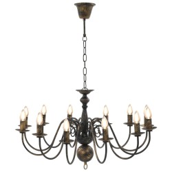 vidaXL Candelabro Stile Anticato Nero 12 Lampadine E14