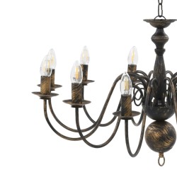 vidaXL Candelabro Stile Anticato Nero 12 Lampadine E14