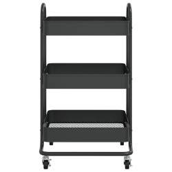 vidaXL Carrello a 3 Livelli Nero 43x34x79 cm in Acciaio