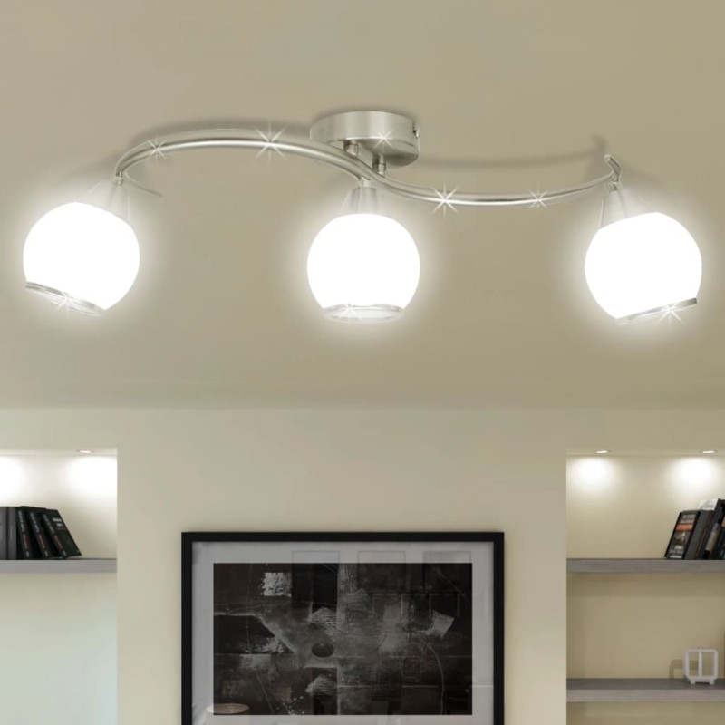 vidaXL Lampada Soffitto Paralumi Vetro Tubi a Onda per 3 Lampadine E14